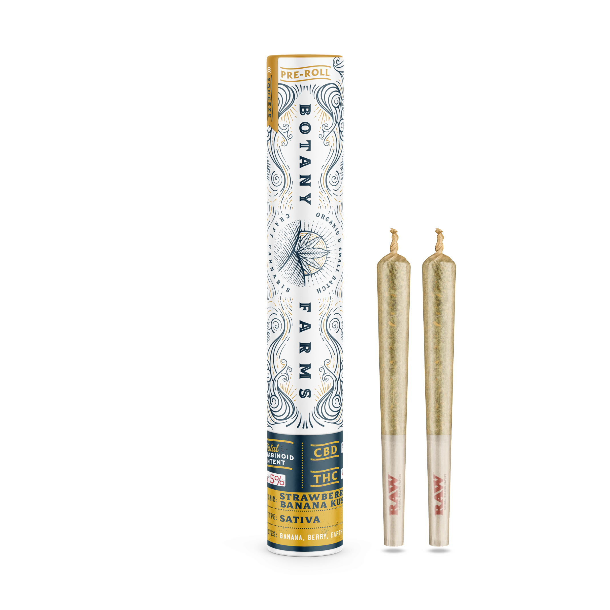 Strawberry Banana Kush CBD Pre-Roll (2 Half Grams) from Botany Farms