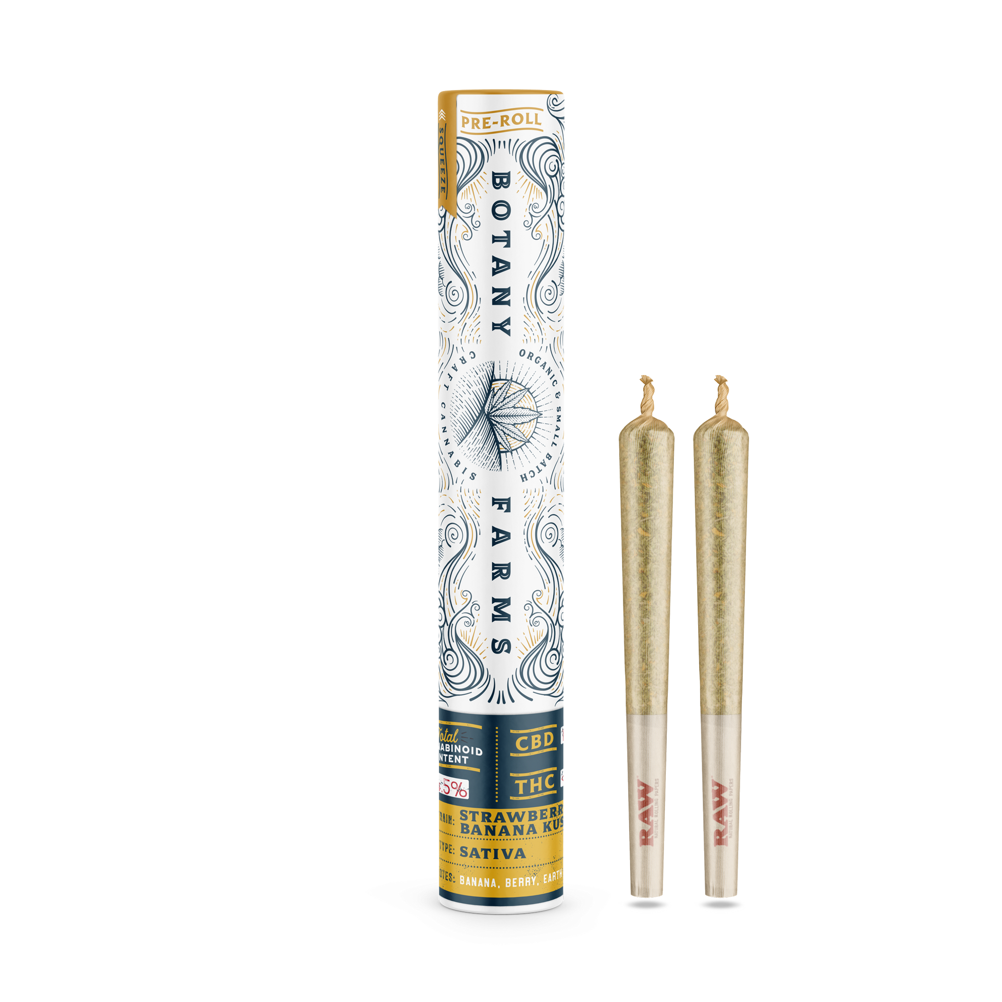 Strawberry Banana Kush CBD PreRoll (2 Half Grams) Botany Farms