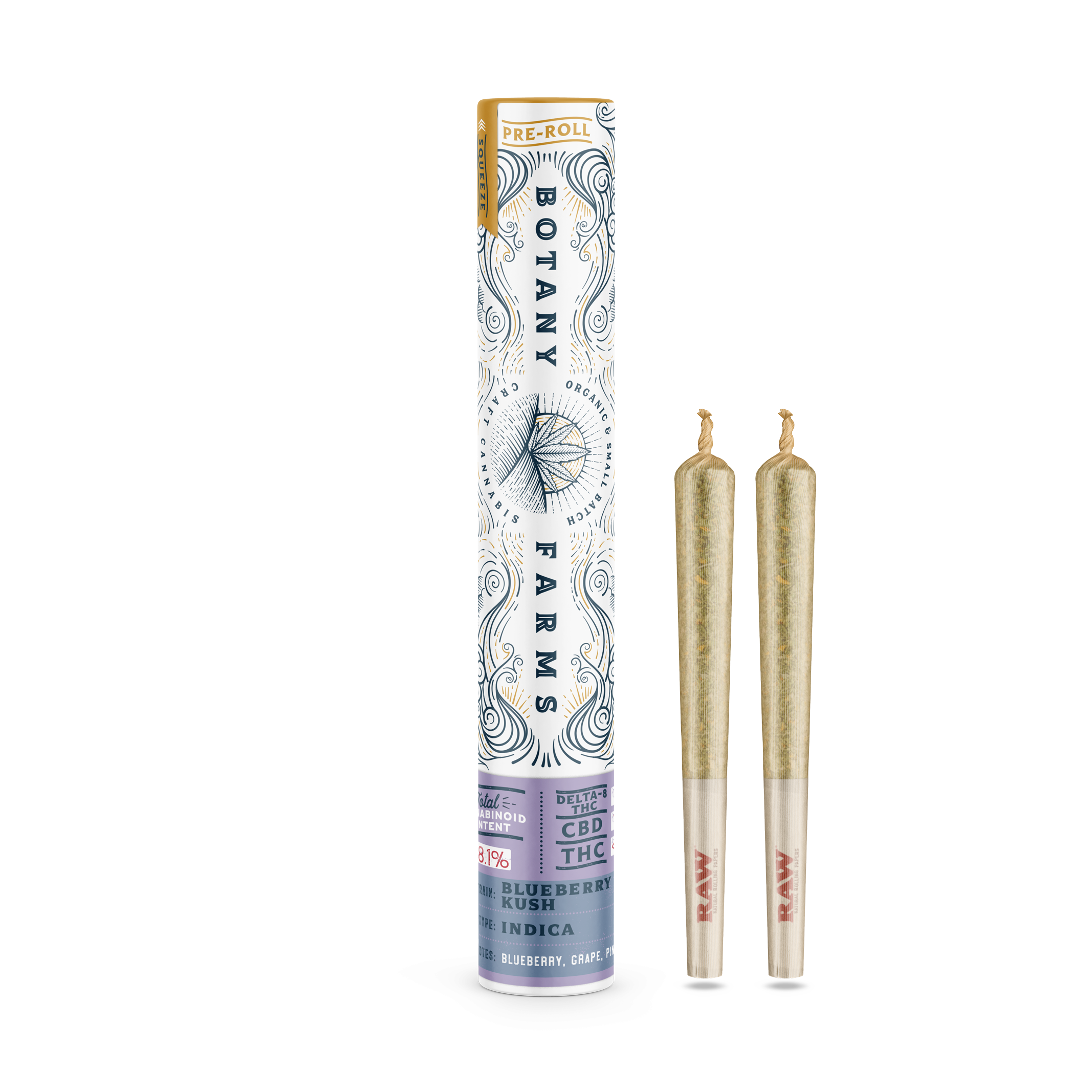 Delta-8 Blueberry Kush Pre-Roll (2 Half Grams) from Botany Farms