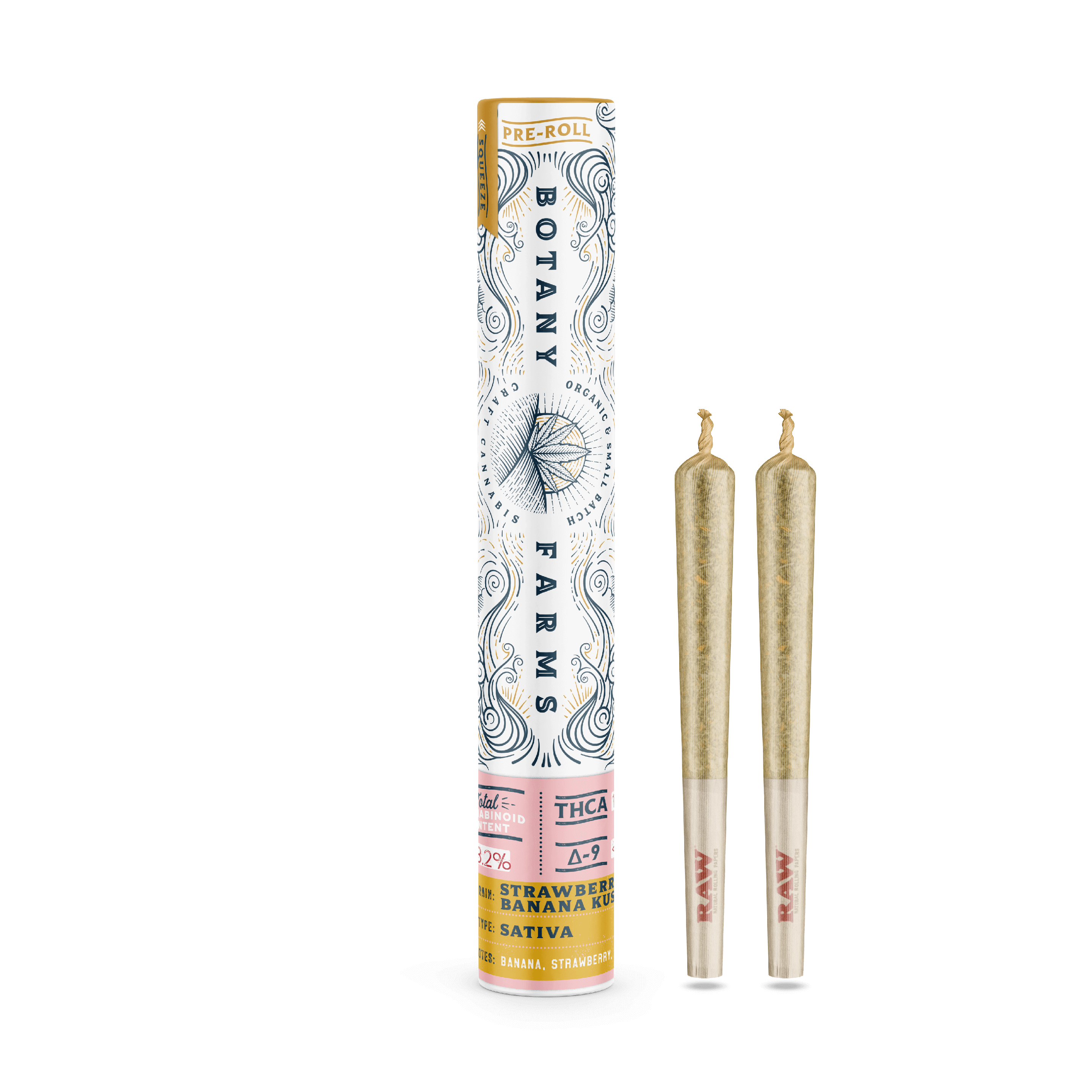 THCA Strawberry Banana Kush Pre-Roll (2 Half Grams) from Botany Farms