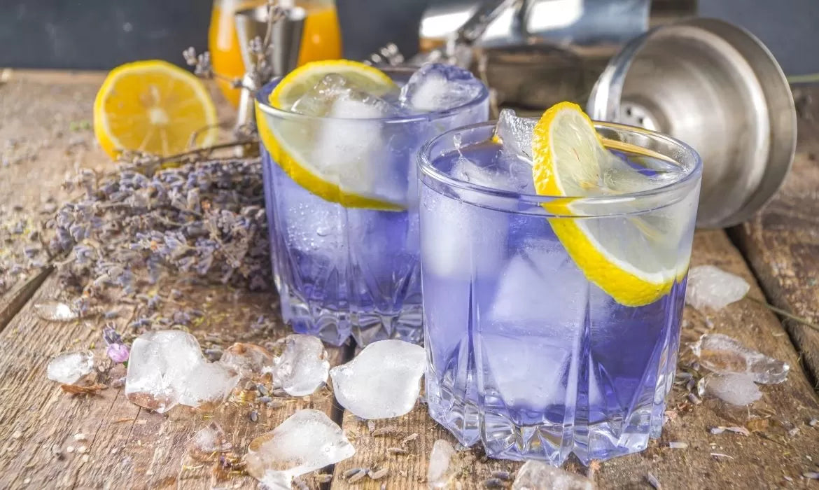 Two glasses of CBD lavender cocktail