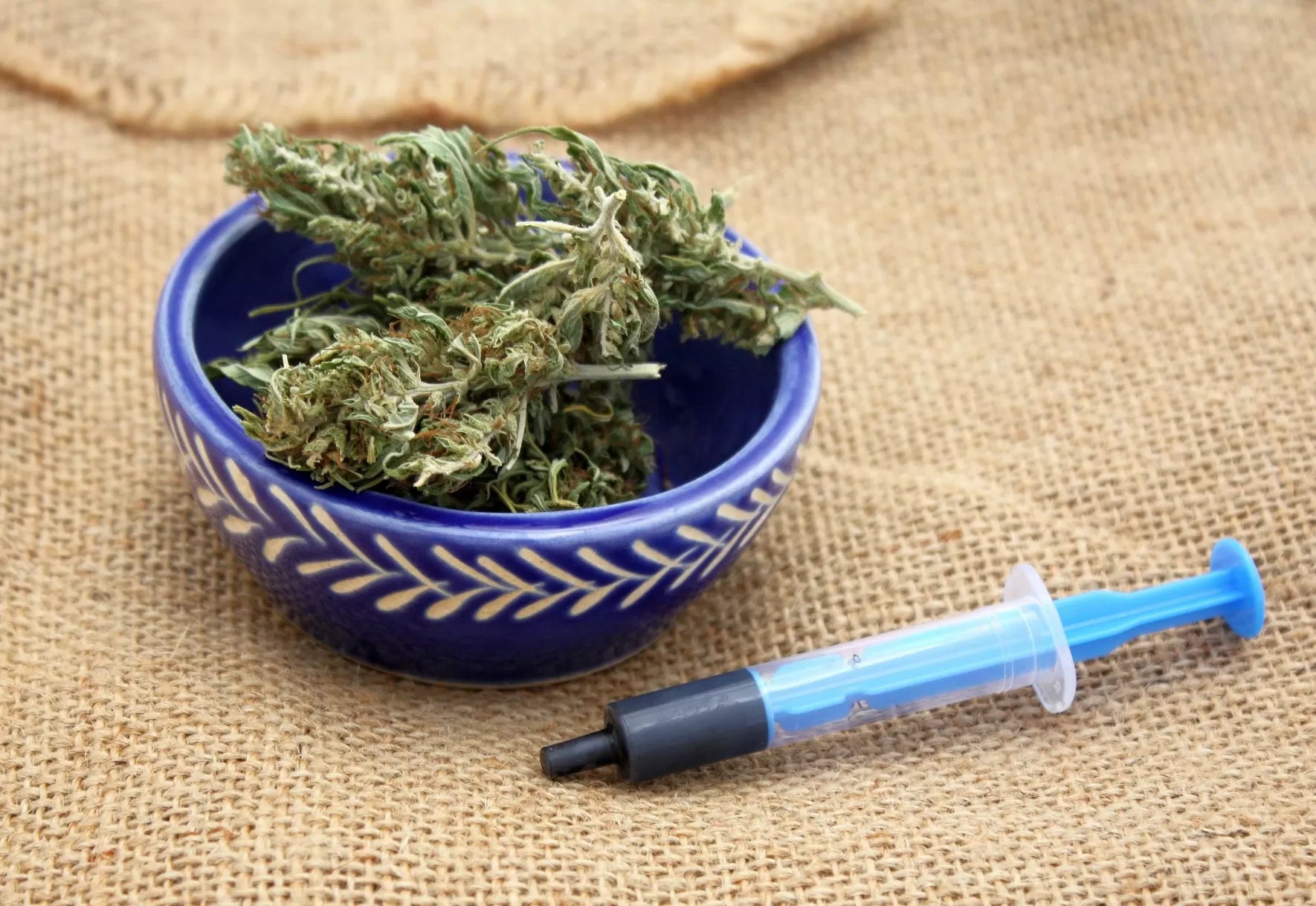 RSO oil next to some cannabis buds