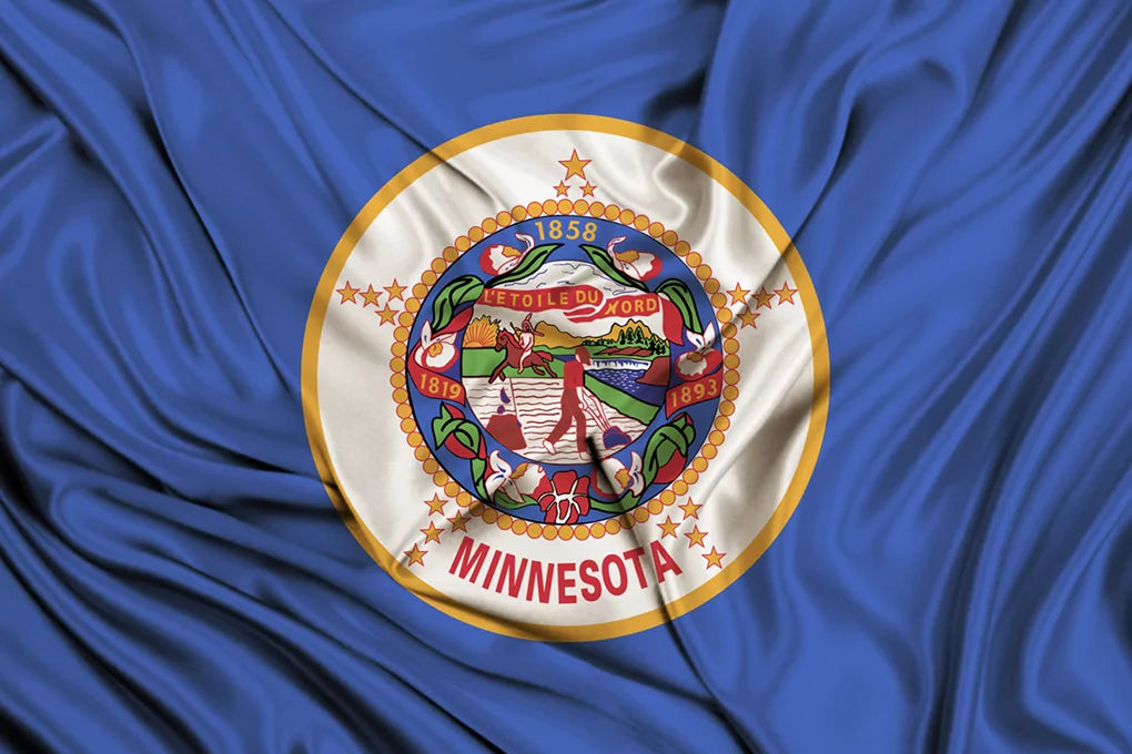 The flag of the state of Minnesota waves
