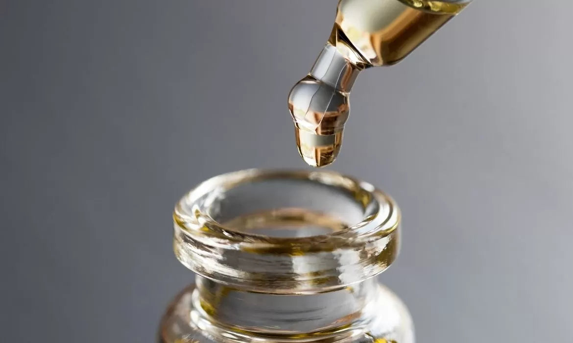 Close up to a water-soluble CBD drop