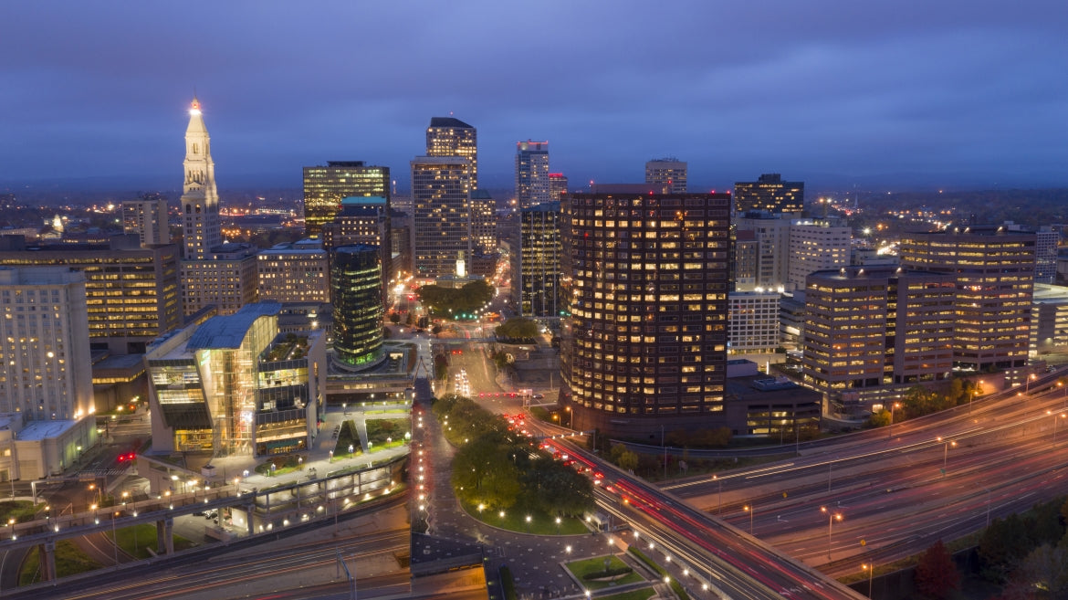 An aerial view of Hartford Connecticut