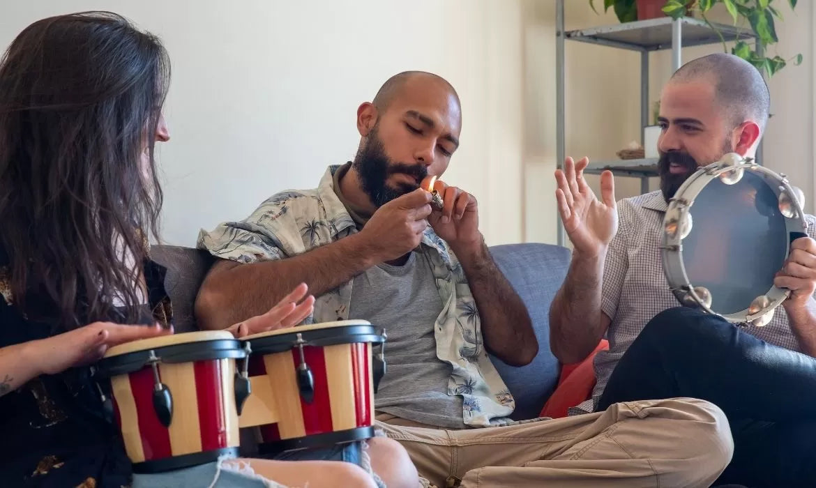Friends playing weed smoking games