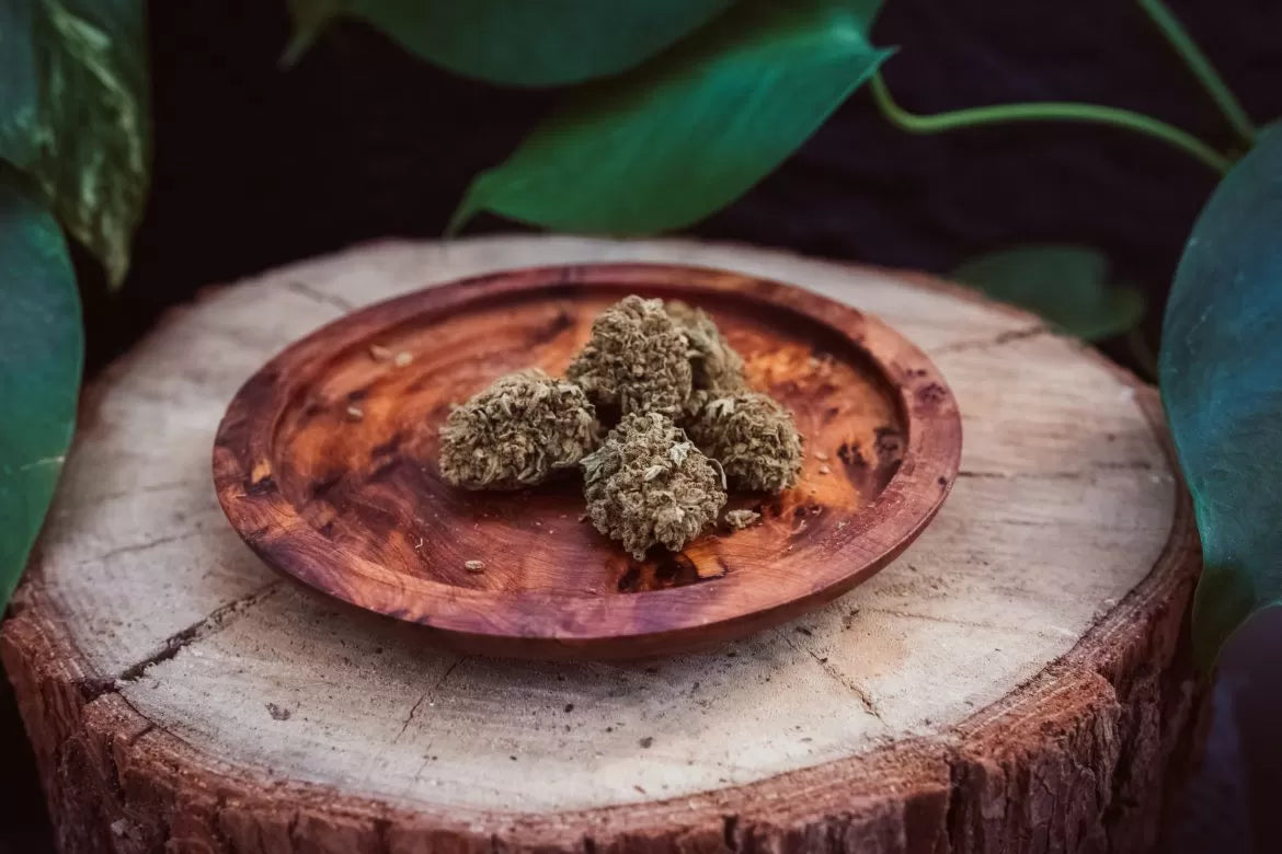 Plate of hemp flower smalls