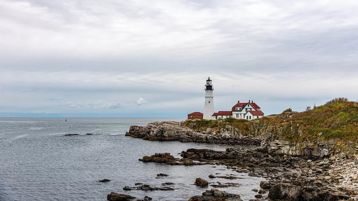 A lighthouse on the coast of Maine