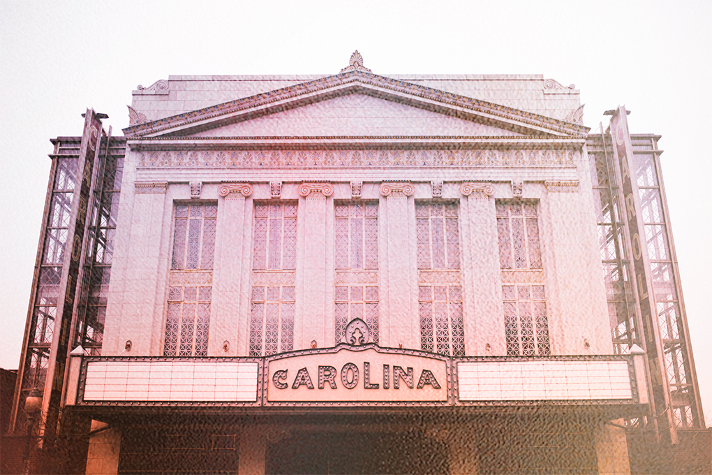 Front View of Carolina Theatre in Daylight, North Carolina