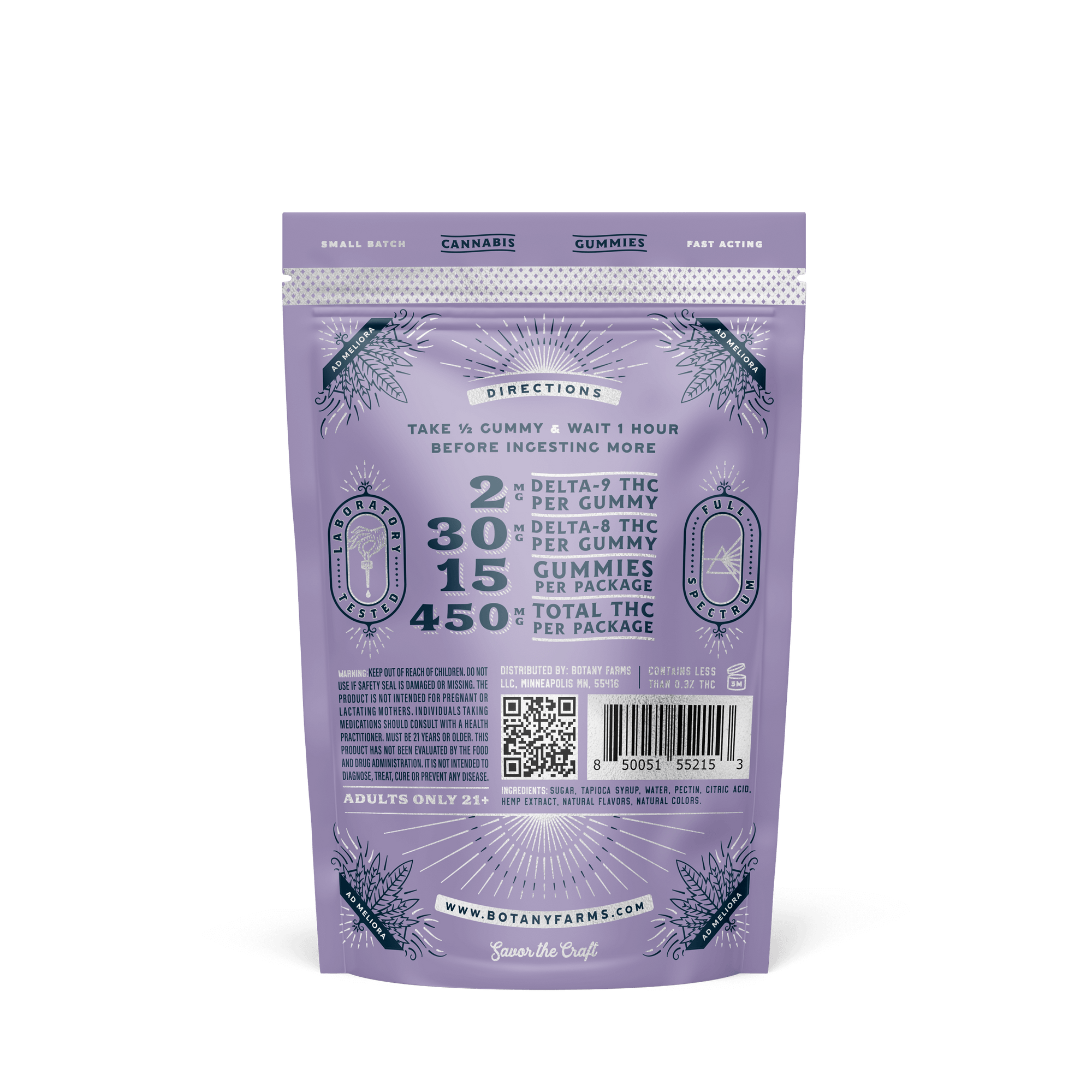 Tropical Mix Delta8 THC Gummies 15 Pack Botany Farms